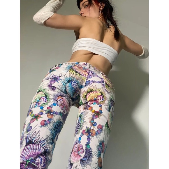 Roberto Cavalli Pants - 💕 JUST CAVALLI seashell draped pant, tie front multicolor shell print NEW